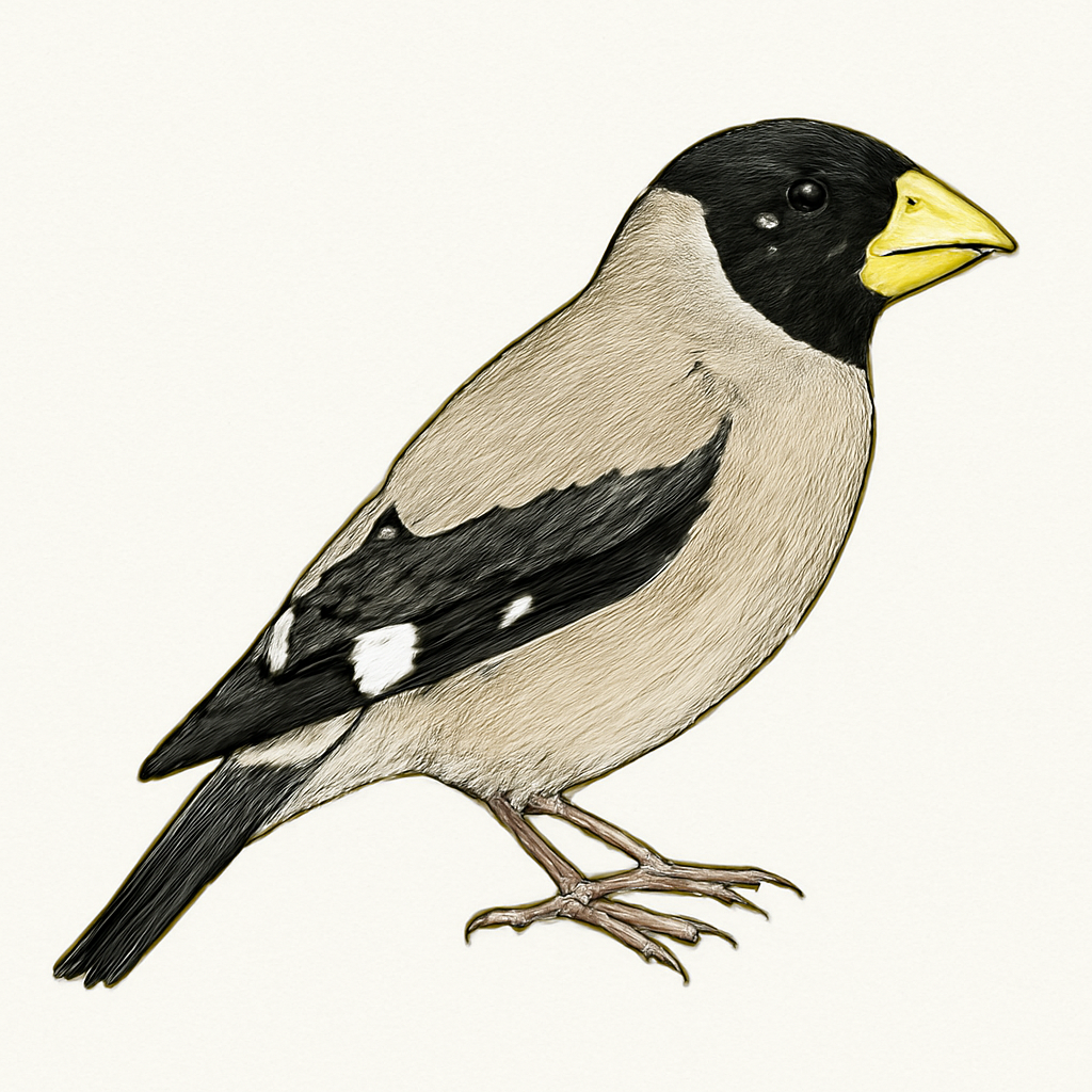 Illustration de Gros-bec masqué